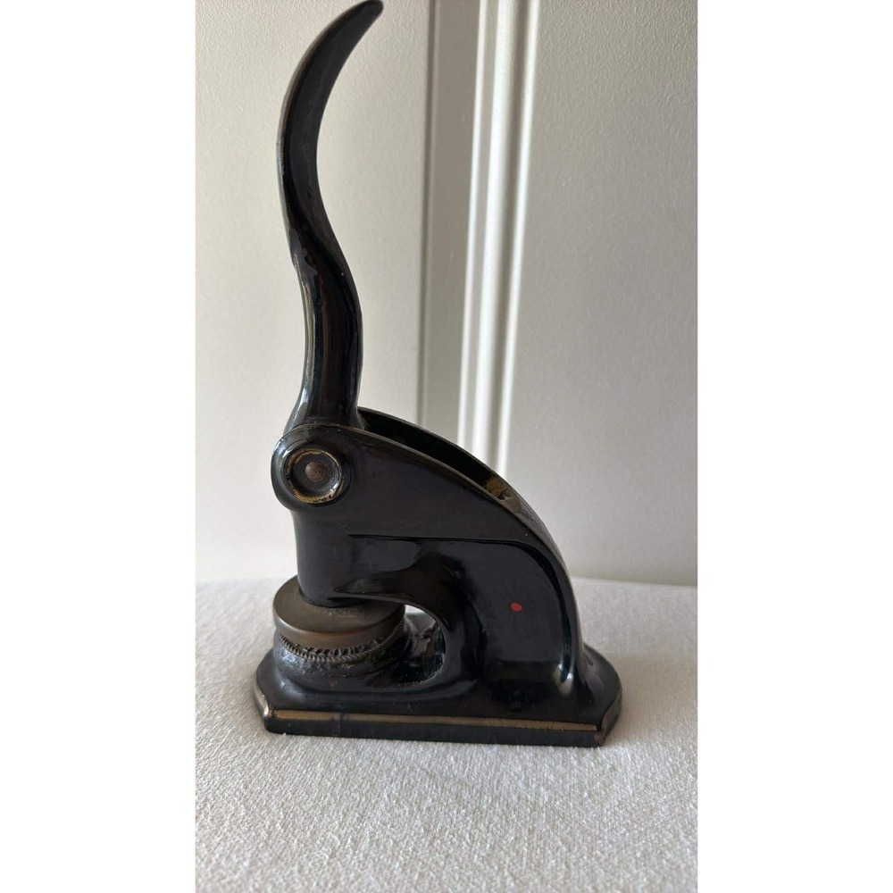 Antique Cast Iron Desk Embosser Press Rural Chapter No 50 RAM Black Gold